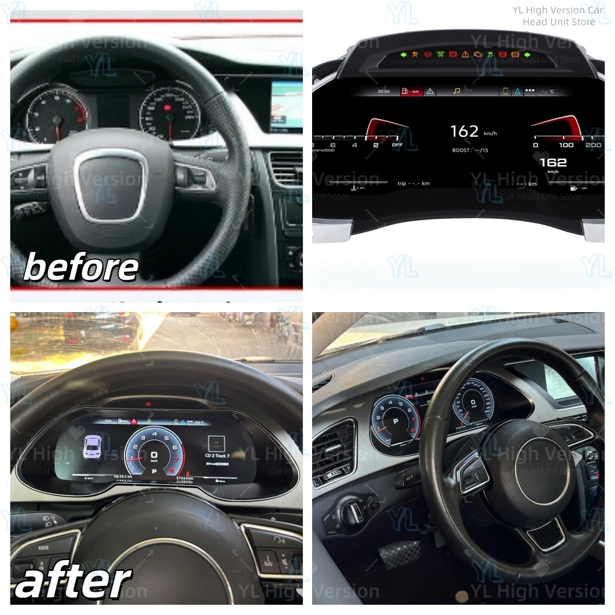 Odometer For Audi A4 A5 Q5 S5 RS5 2008-2018 A6 A7 Q7 LCD Instrument Panel Digital Cluster Linux System Speedometer Dashboard