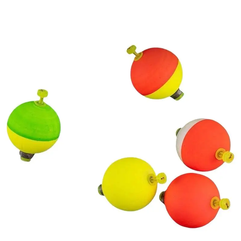 5Pcs Snap-On Ball Fishing Bobber Floats Kit Handmade EVA Foam Corks Fishing Bobbers For Crappie Bluegill Panfish Catfish