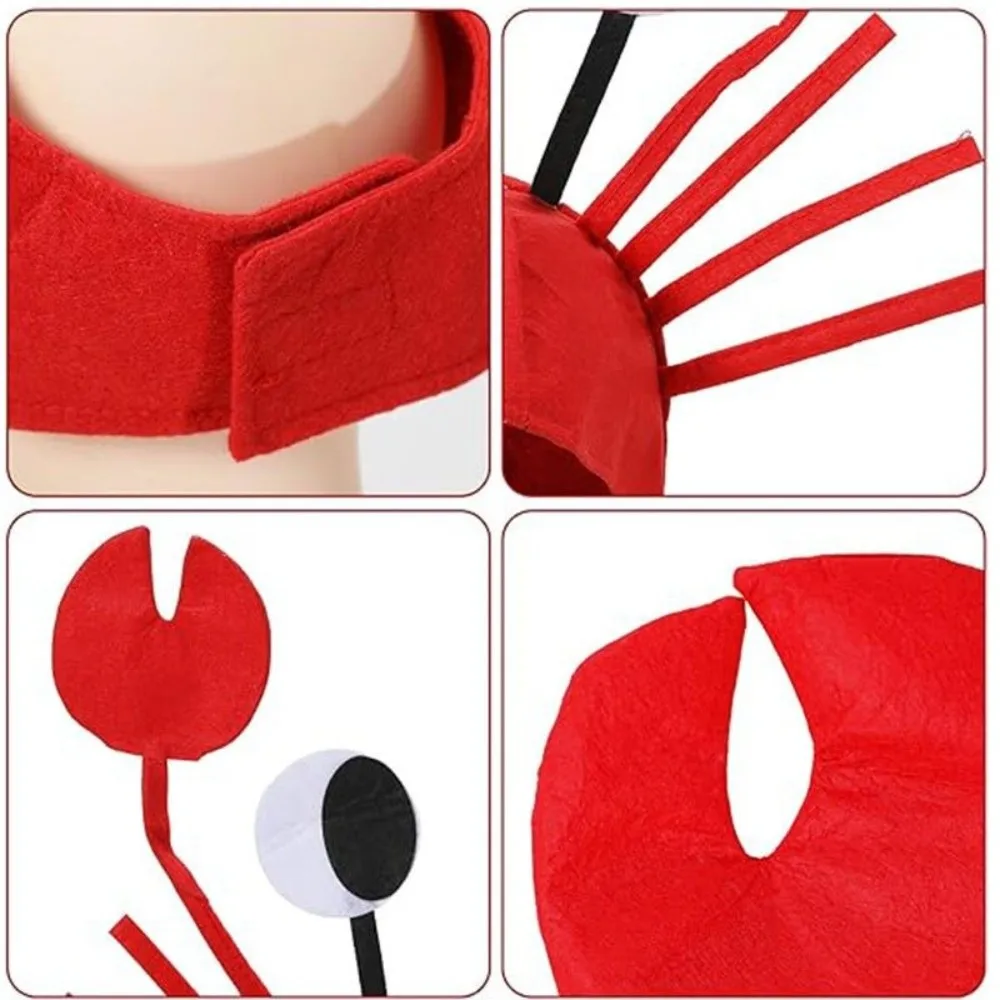 Creative Cartoon Crab Headband Animal Character with Gloves Red Lobster Costume Set Skirt Red Animal Headgear Performance Props