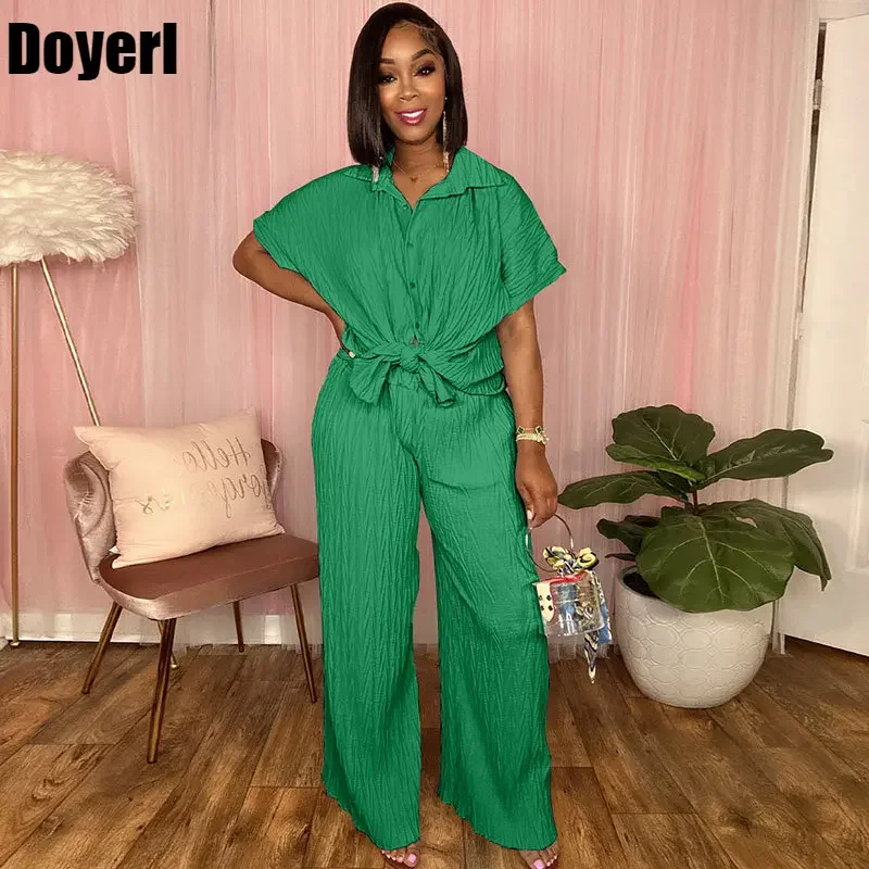 

Solid Casual 2 Piece Sets Women Outfits Summer Short Sleeve Shirt Top and Wide Leg Pants Suit Elegant Matching Sets Loungewear