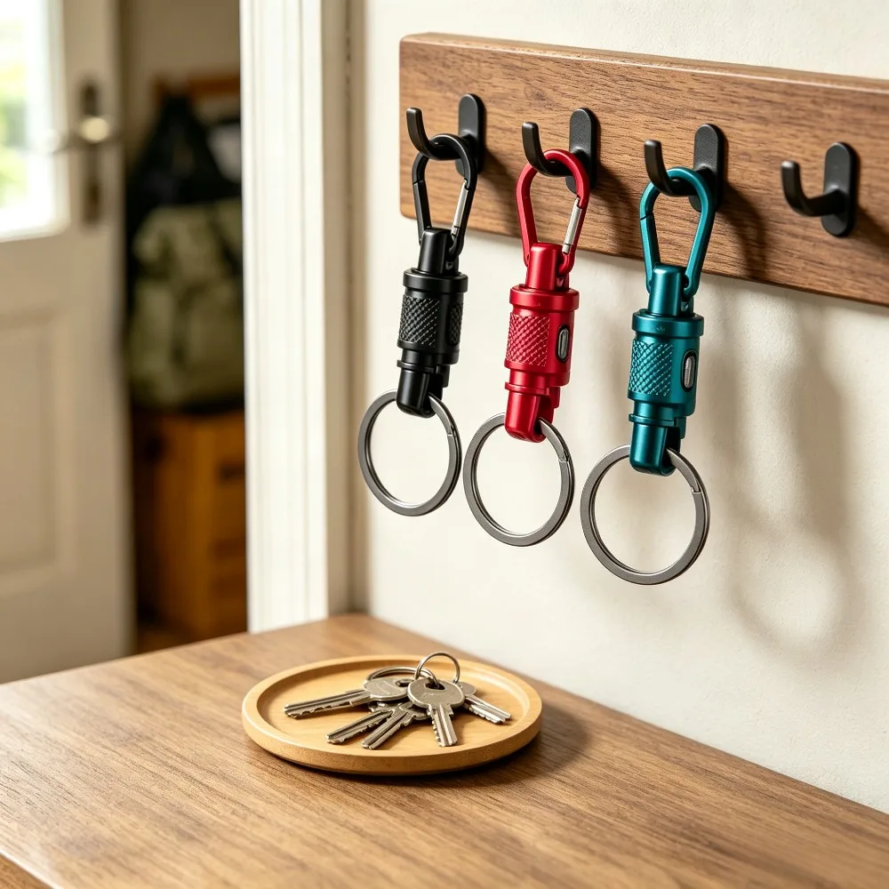 360° Rotating Quick Release Keychain Aluminum Alloy Fast Release Key Ring Multifunctional Pull Buckle EDC Outdoor Carry