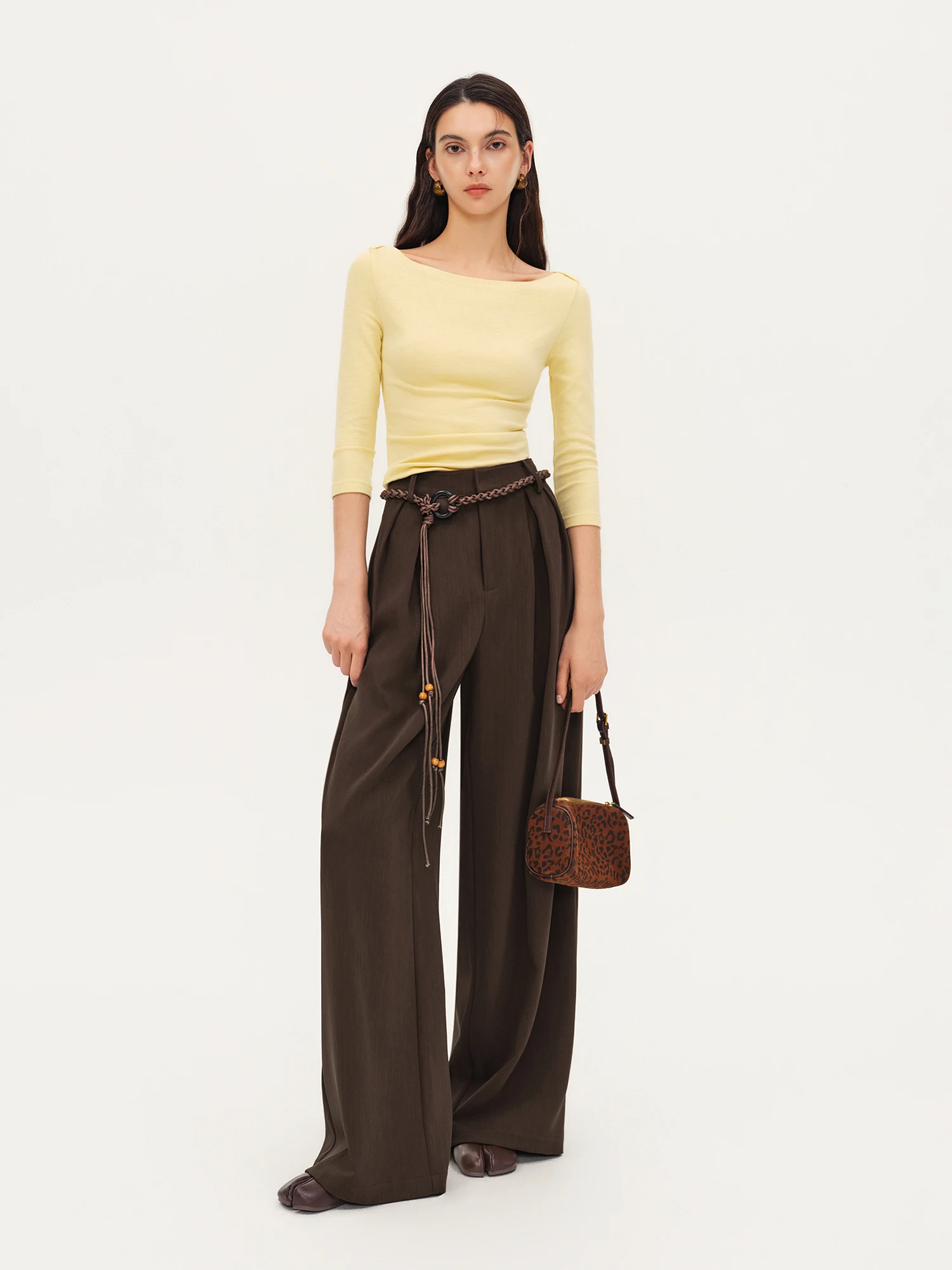 ZIQIAO 2026 Herbst Damen Elegante Drapierte Weite Freizeithose - Entspannter, bodenlanger Stil für Bürofahrten und den Alltag – Detail 9