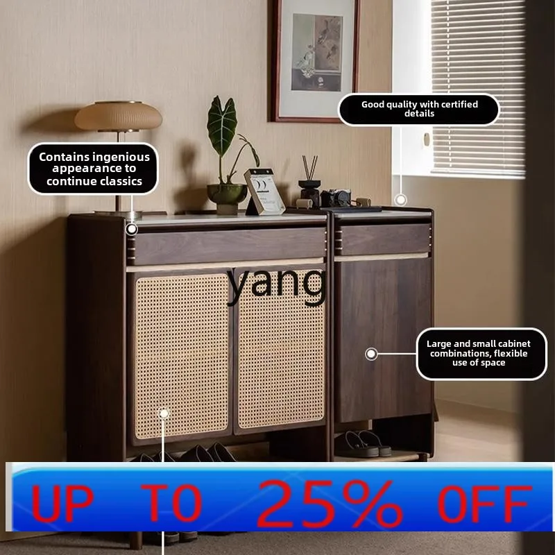 

YJQQ шкаф для обуви из ротанга из массива черного ореха, интегрированный с бытовым входом в помещении