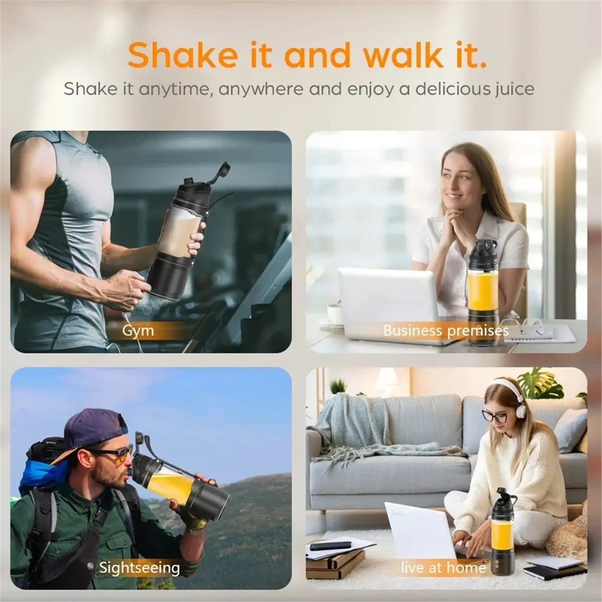 

USB Rechargeable Portable Blender 700ML - Mini Electric Juicer for Smoothies, Milkshakes for Travel,
