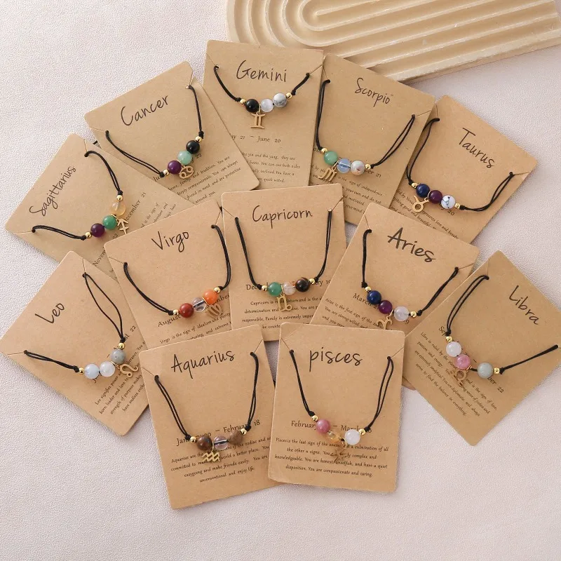 12PClot Aries Taurus Gemini Cancer Leo Virgo Libra Scorpio Sagittarius Capricorn Aquarius Pisces Gifts for Women Zodiac Bracelet