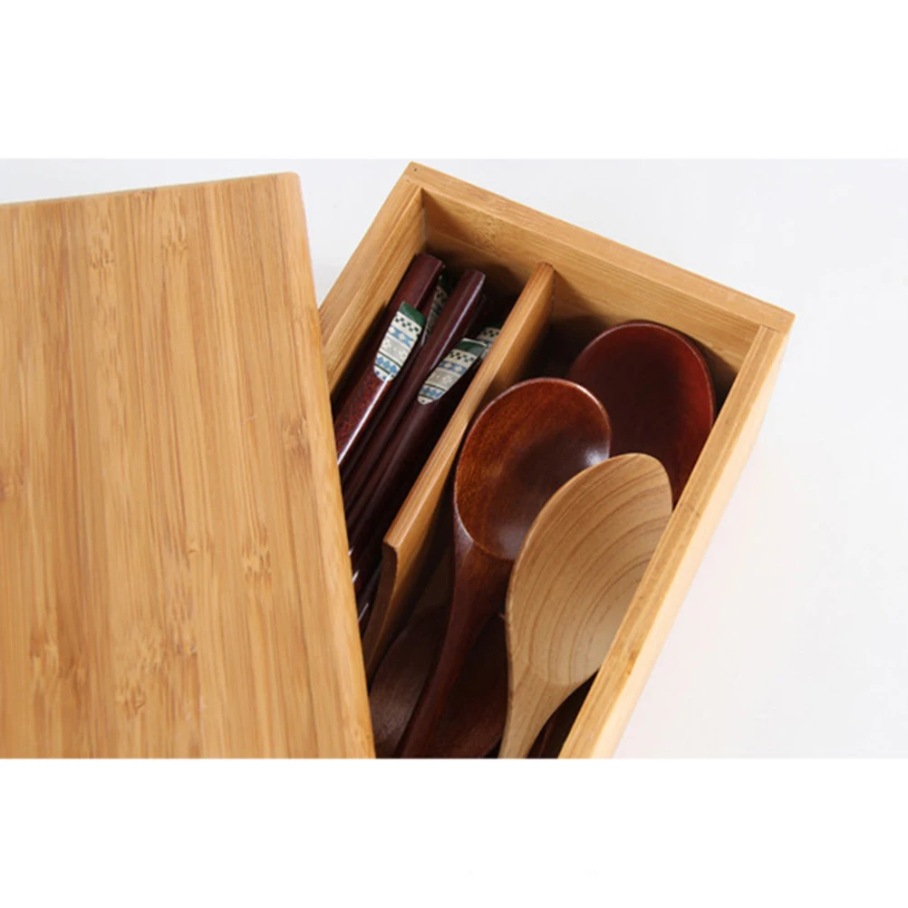 

Premium Wooden Cutlery Storage Box Eco-Friendly Tableware Organizer Ventilation Drain Design Lightweight Flatware Holder For