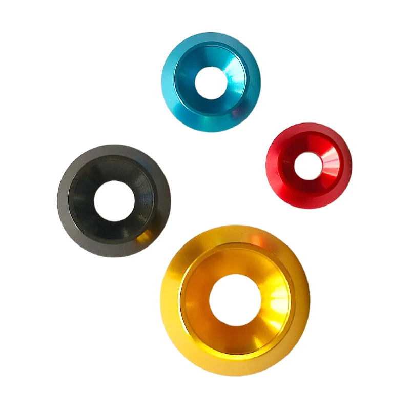 6/8/10PCS Colorful Aluminum Alloy Tapered Gasket M3 M4 M5 M6 M8 Washer Countersunk Flat Head Screw Gasket Washer