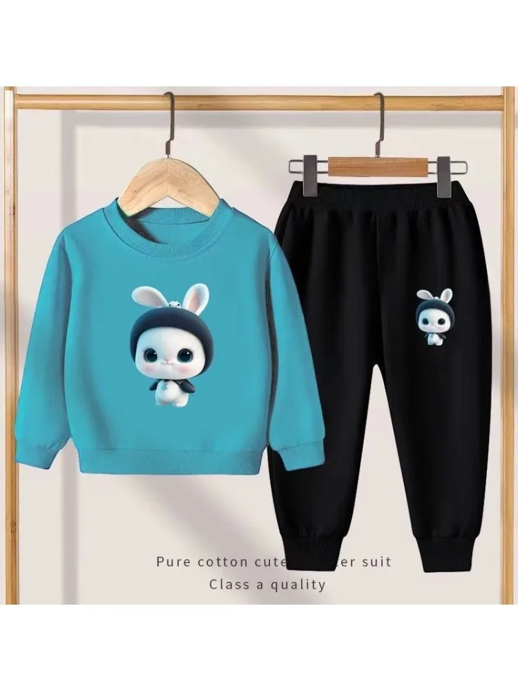 

Autumn Baby Boy Clothes Set Kid Cartoon Rabbit Sweatshirts Pullover Top And Pants 2pcs Suit Children Girls Fashion Tracksuits