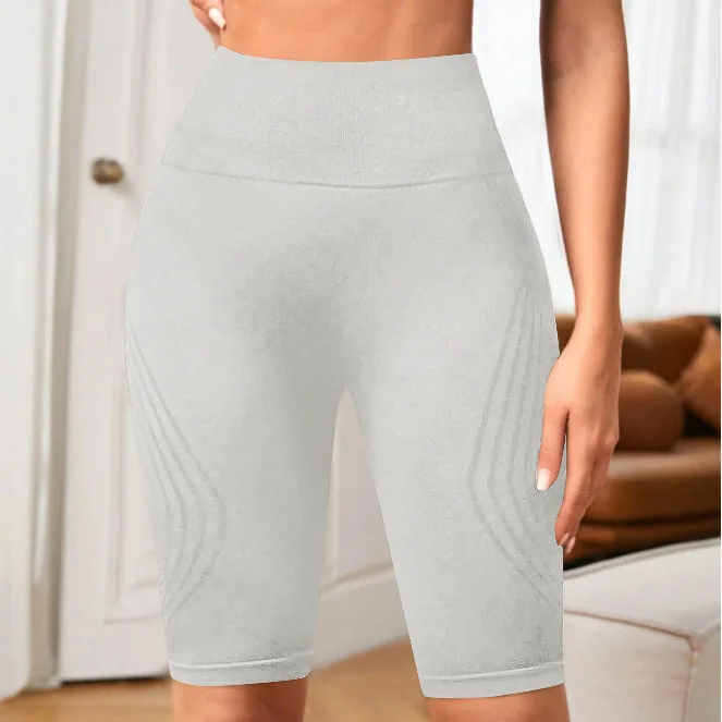 Hoch taillierte, nahtlose Yoga-Shorts für Damen, gestrickt, schmale Shorts, Workout, Laufen, lineare ästhetische Leggings, dehnbare Hip-Lift-Shorts – Detail 18