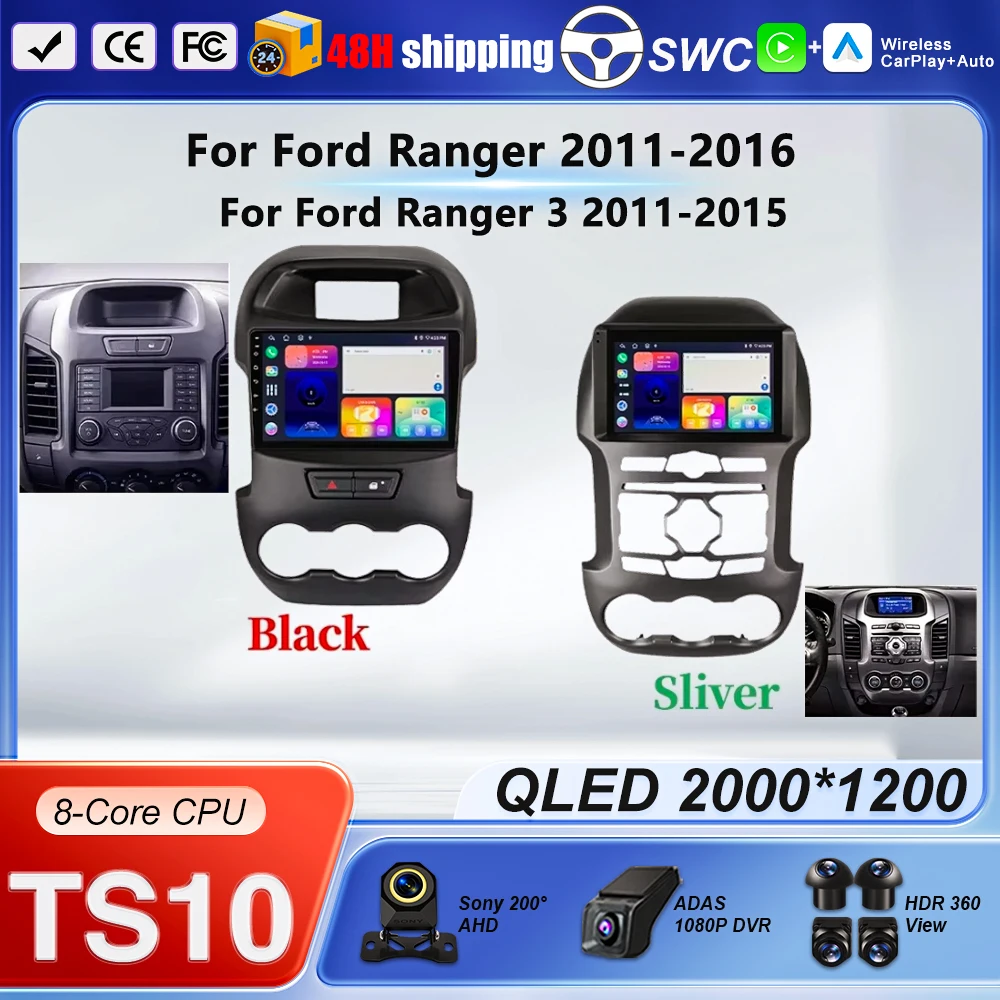 Carro carplay android 15 para ford ranger 2011-2016 para ford ranger 3 2011-2015 sem fio carplay automotivo multimídia player estéreo