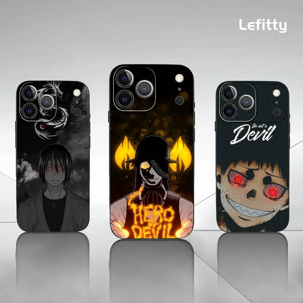 

Japan F-Fire F-Force Anime Phone Case For IPhone 17 16 15 14 13 12 11 Pro Max Plus Mini Black Frosted Soft Shell Funda