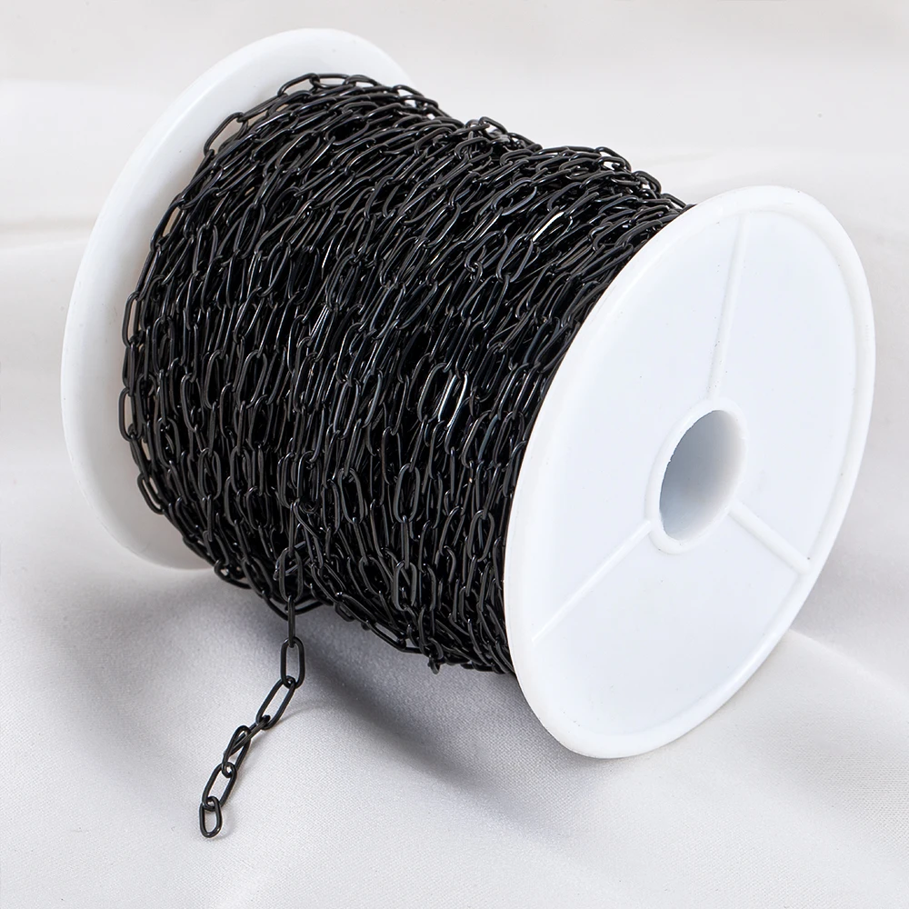 0.5M 1M 2M 건블랙 스테인리스 스틸 2.5mm~6mm 얇은 프레임 링크 체인, 쥬얼리 제작용 부자재 DIY 목걸이 팔찌 체인