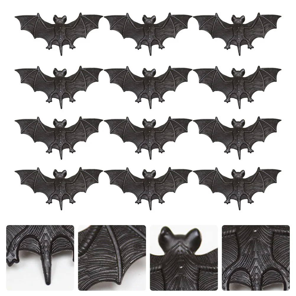 12 Pcs Simulated Soft Rubber Bat Halloween Decorations Prop Props Prank Decorative Statue Child