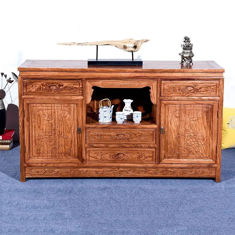 For Solid Wood Mahogany Rosewood Porch Cabinet Chinese Style Foyer Locker TV Stand Shoe Storage Entryway Furniture Durable