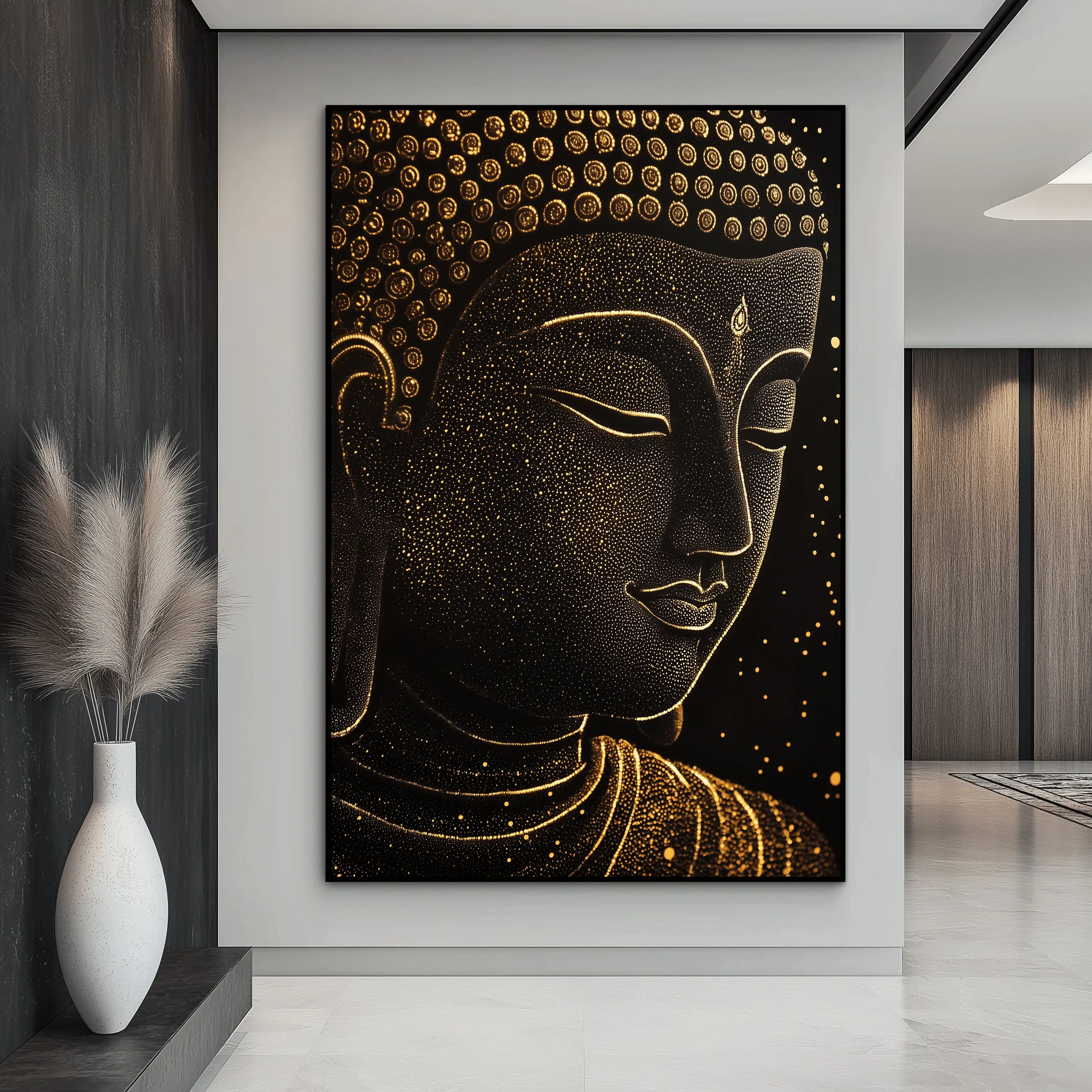 1 Stück rahmenloses Buddha-Leinwandbild, modernes Kunstposter, Buddha-Wandbild, Kunstdruck, große Größe, Wanddekoration, Zen-Abstrakte Wandmalerei, Heimdeko