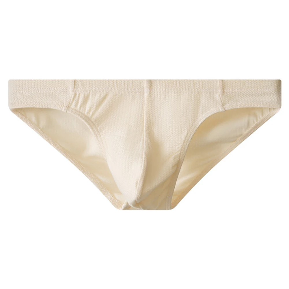 Briefs Convex Pouch Yellow Cotton Underpants 95 Cotton Material Solid Pattern U Convex Design Breathable Design