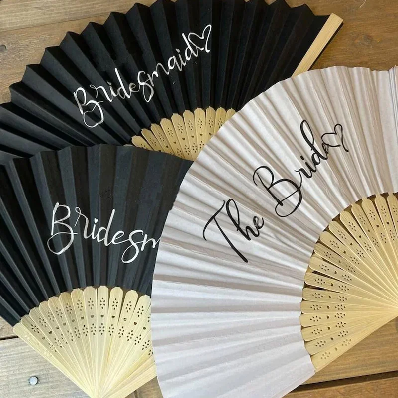 bride bridesmaid hand fan summer beach pool wedding engagement Bach weekend Bachelorette hen Party Bridal Shower Honeymoon Gift