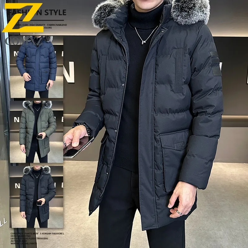 

COMXZ ​Men Solid Color Hooded Cotton Jacket American Style Winter Loose Fit Casual Warm Coat Windproof Thickened Outdoor Parka​