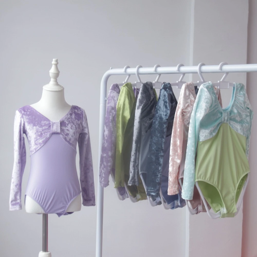Herbst Langarm Mädchen Romper Ballettrock Set Tutu Mädchen Jumpsuits Samt Tanzkostüm Kinderanzug Kinder Ballett-Trikots