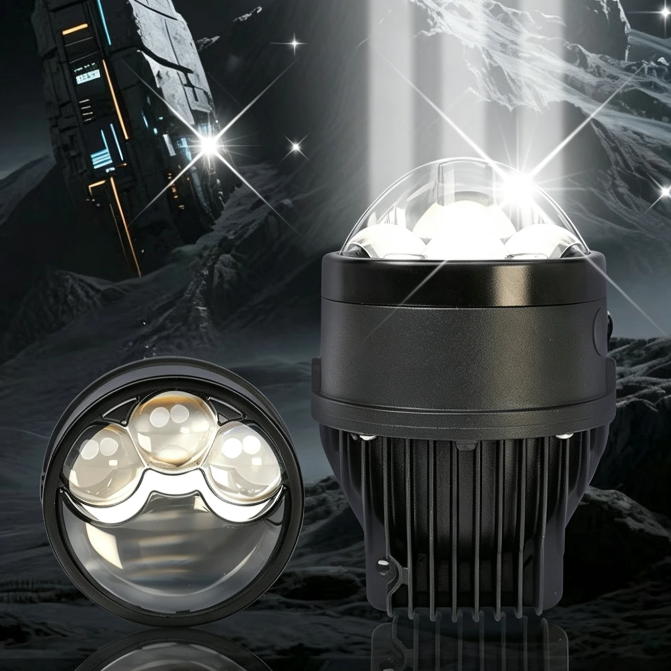 NXY X5 3 Inch Triple Direct Beam LED Fog Light 130W High Power Laser Projector Lens Waterproof Hi Lo Beam Car Lamp Driving Light