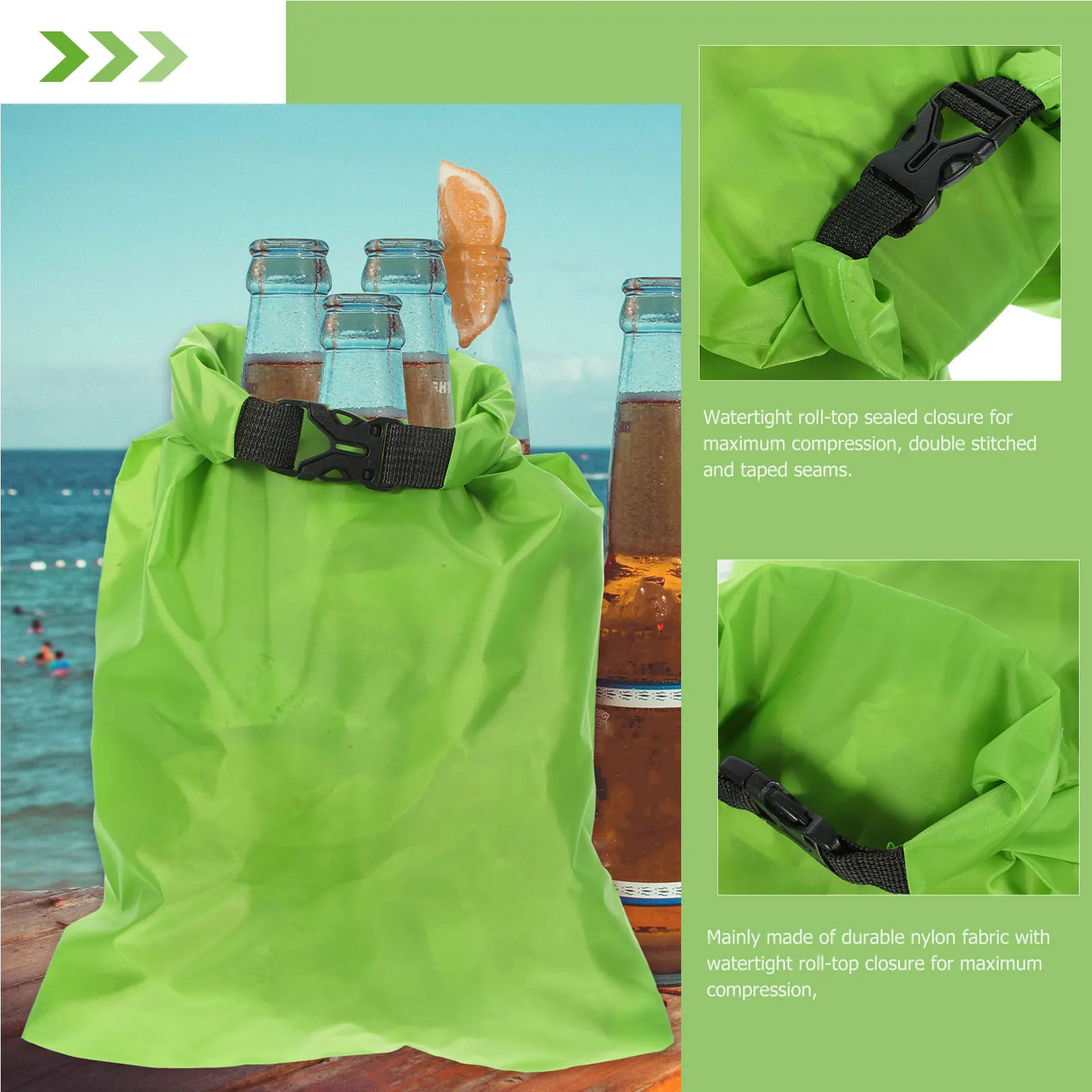 

3pcs Waterproof Dry Bag Pouch 1 2 5L 3 5L Capacity Outdoor Travel Green Backpacks Camera Storage Essential Kit for Boating