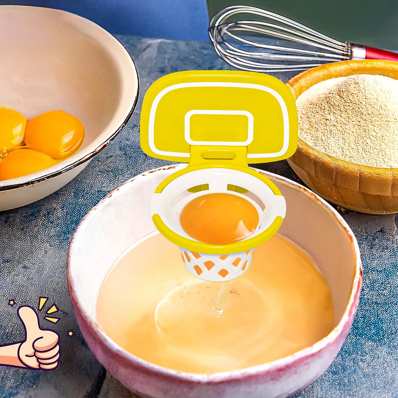 

New Basketball Hoop Egg Separator Cross-Border Fun Manual Kitchen Gadget for Egg White/Yolk Separation