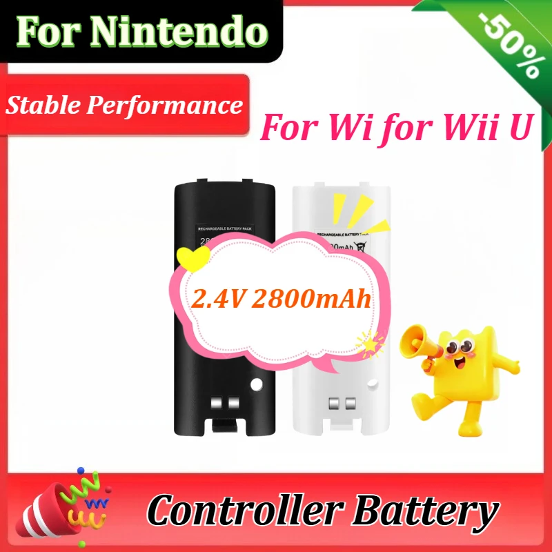 

Rechargeable Batteries 2.4V 2800mAh for Nintendo for Wii for Wii U Remote Controller Battery