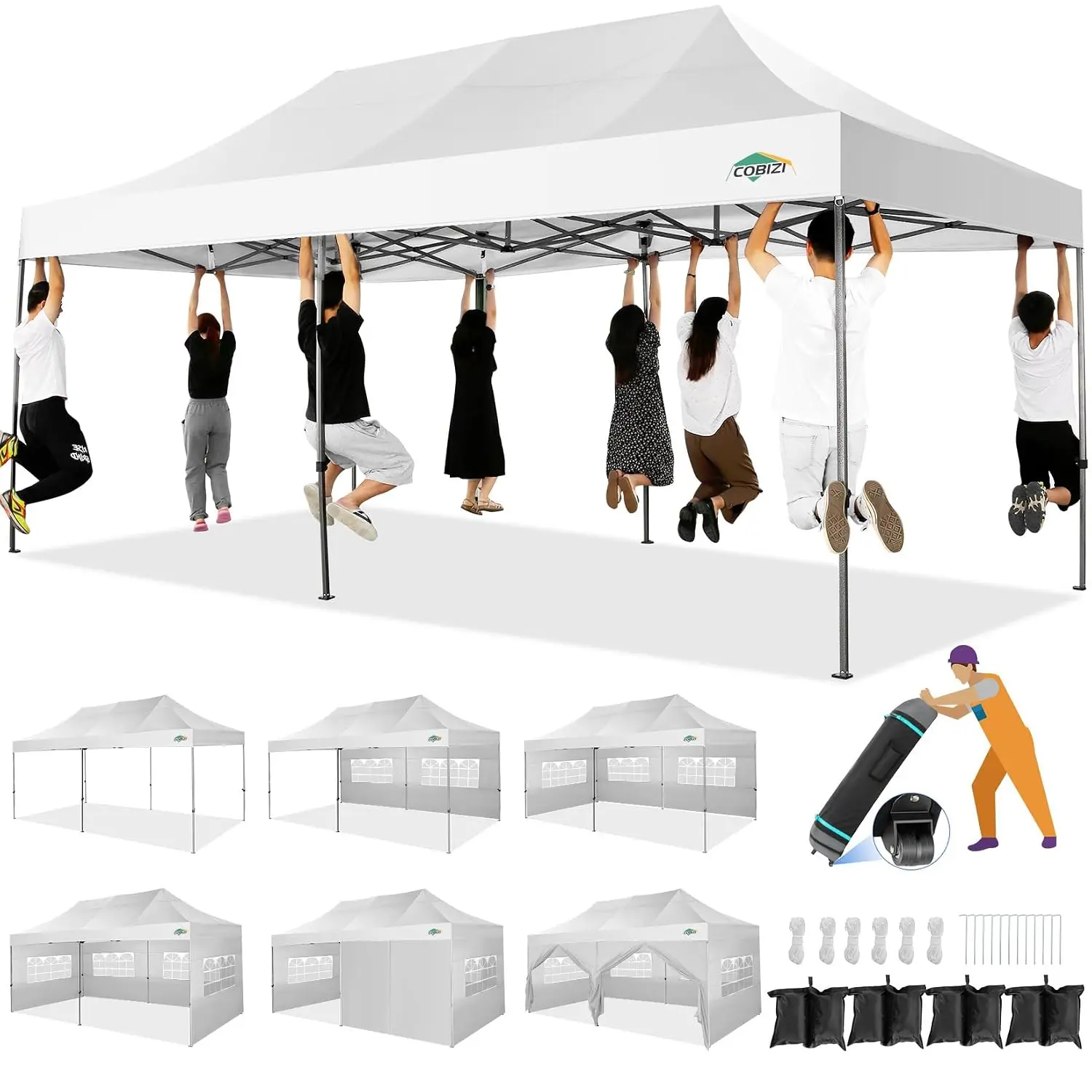 10x20 Heavy Duty Pop Up Canopy Tent with Sidewalls, Easy Up Canopy, Customized
