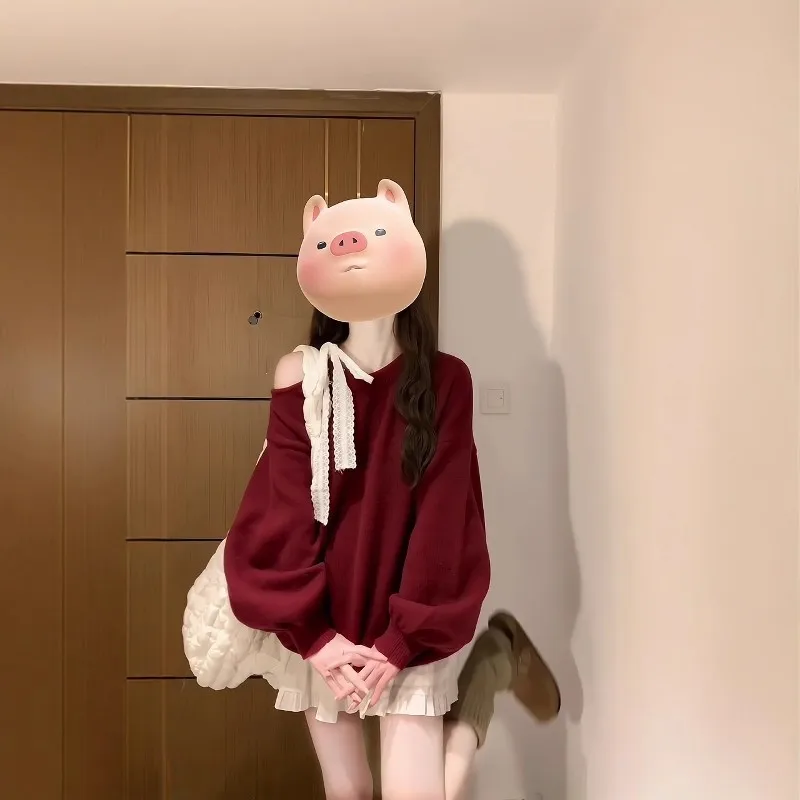 الخريف أزياء الحليب الحرير 120 جرام مركب الكورية كلية نمط الأحمر أعلى جودة الكورية نمط طويل الأكمام جولة الرقبة تي شيرت