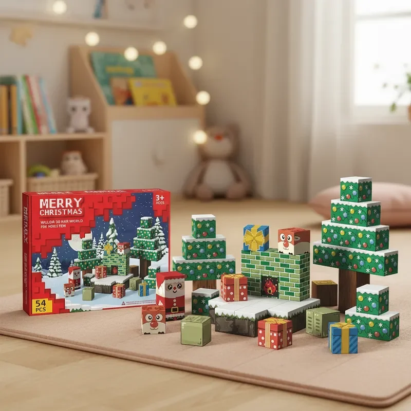 Festliches magnetisches Bauset 54PCS DIY 3D Weihnachtsbaum Santa STEM Spielzeug Urlaub kreatives Geschenk
