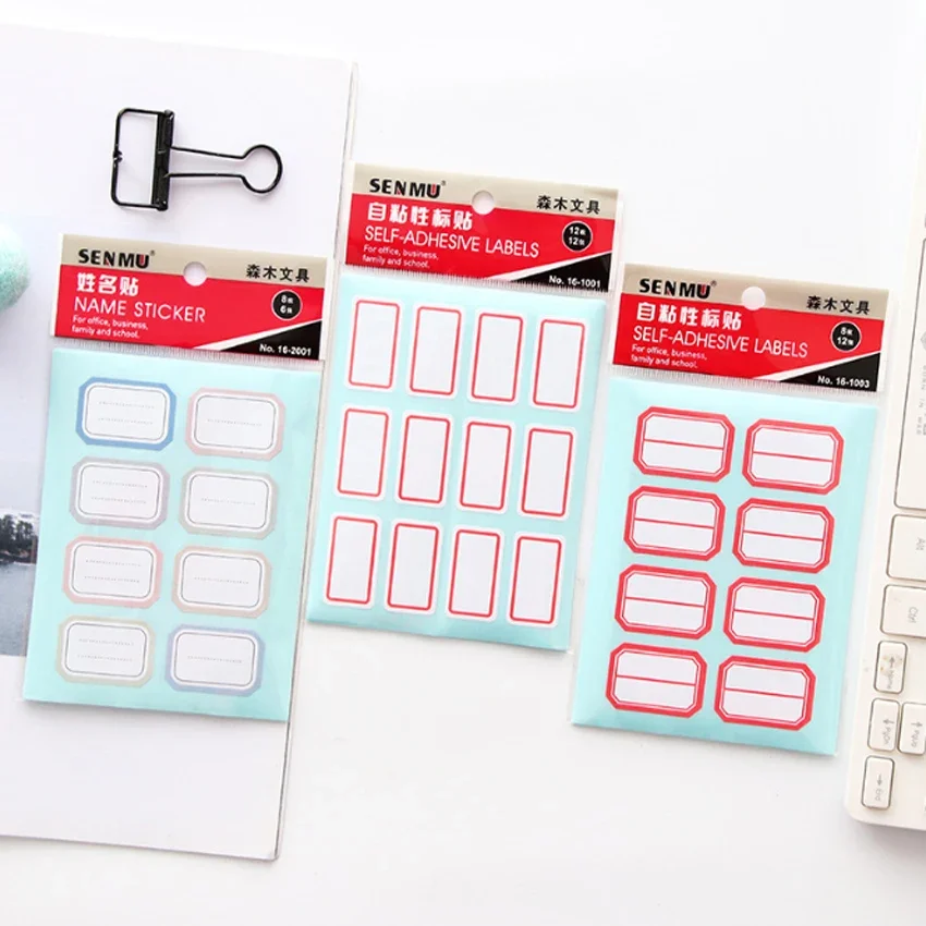 1pack/lot Self-adhesive Paper Sticker Blank Name Sticker Labels Memo Stickers Set Stationery Reminder Bookmark Seal Label