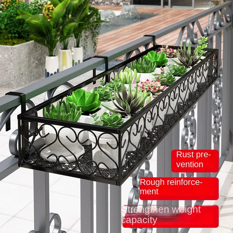 Hanging Rack Organizer Flower Pot Storage Basket Rack Closet Holders Balcony Rail Planter Shelf Fence Railing Flower Pots Holder