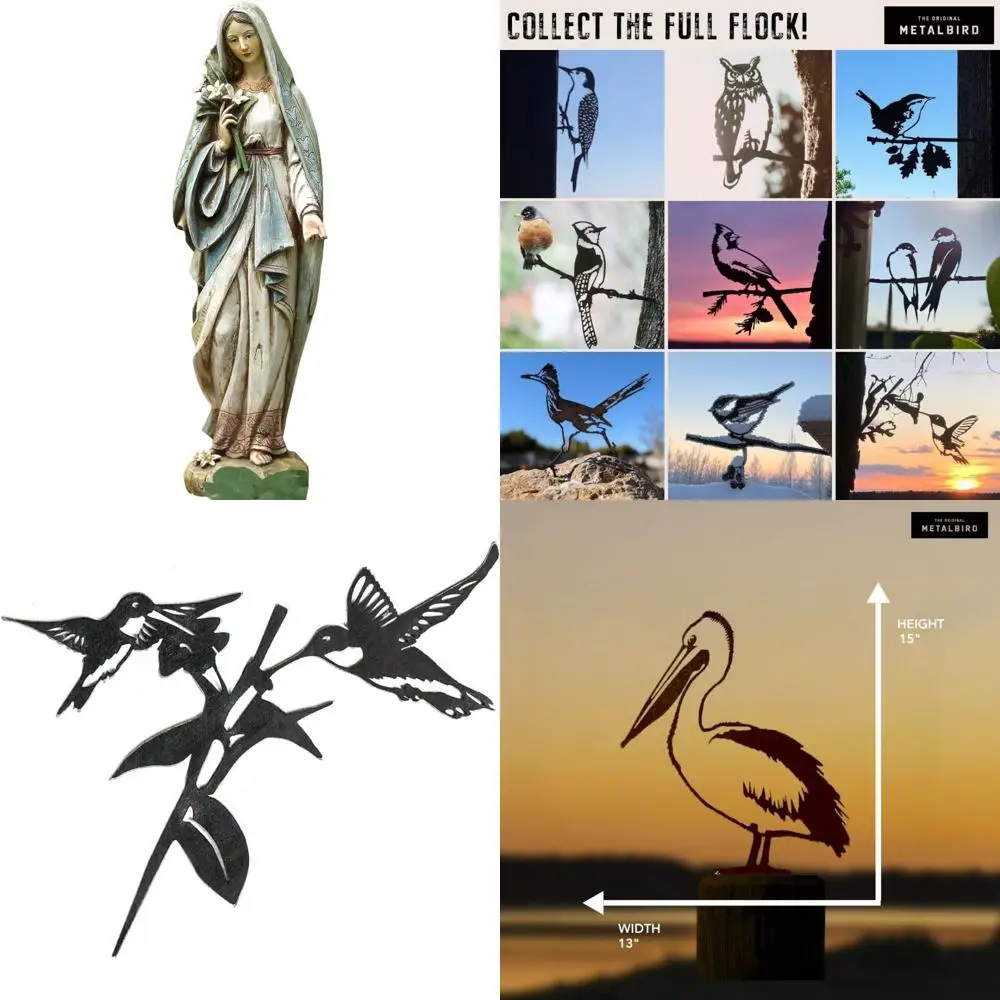 

Ivory Stone Resin Mary Statue Holding Lily Bouquet Garden Figurine, Outdoor Decorative Art Piece