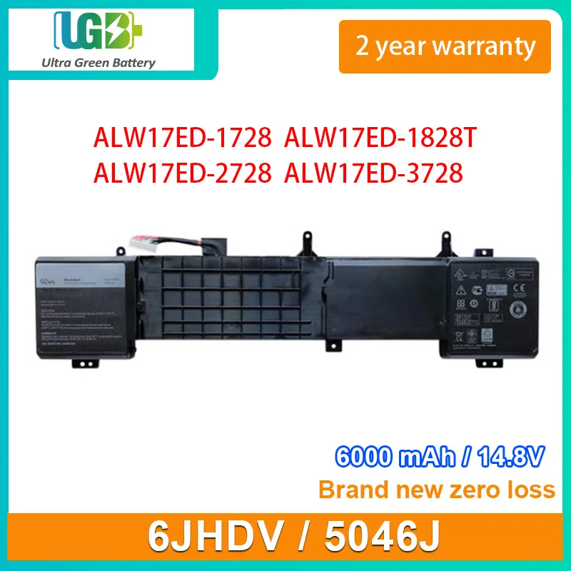 UGB New 6JHDV battery For Dell Alienware 17 R2 R3 P43F001 P43F002 ALW17ED-1728 2728 3728 3828 AW17R3-4175SLV 8342SLV