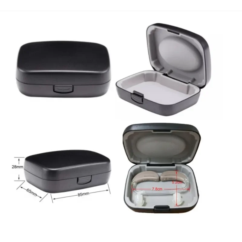 

Hearing Aids Protective Case Large Capacity Portable Quadrate Black Hearing Aids Storage Box for Home Outdoor Travelling