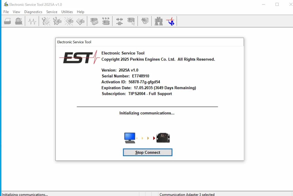 2025A V1.1 Perkins EST(Electronic Service Tool) With Built In Factory Passwords Generator
