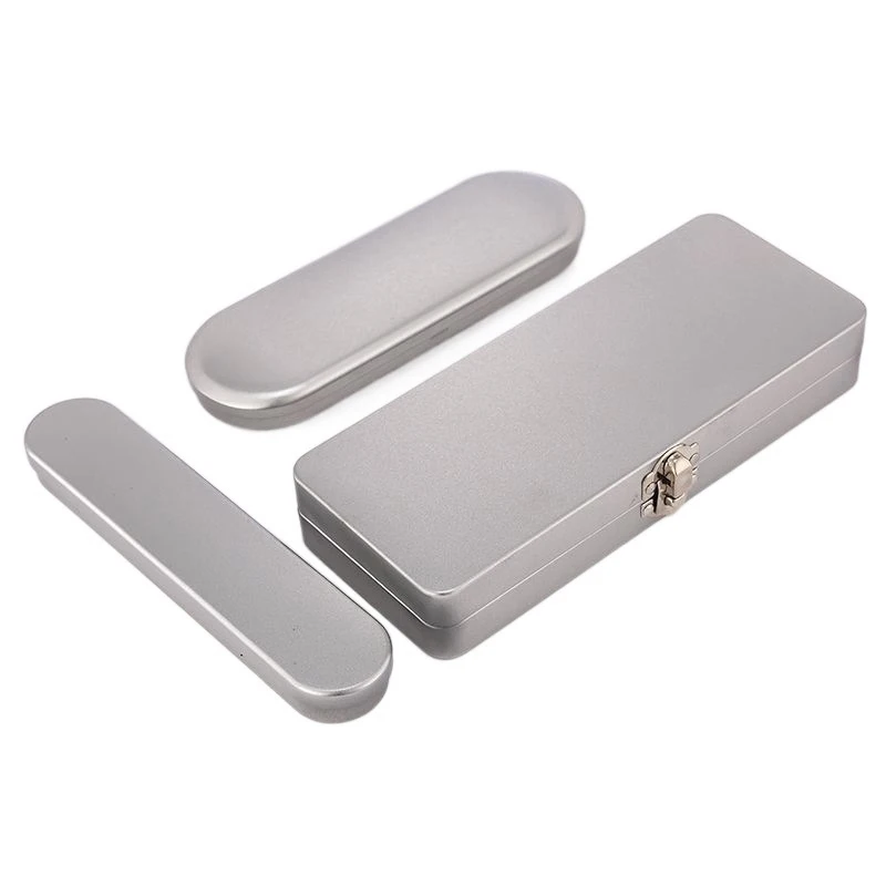 

Rectangle Metal Storage Silver Iron Metal Buckles Box Flip Cover With Lock Empty Hinged Case Solid Water Colour Box