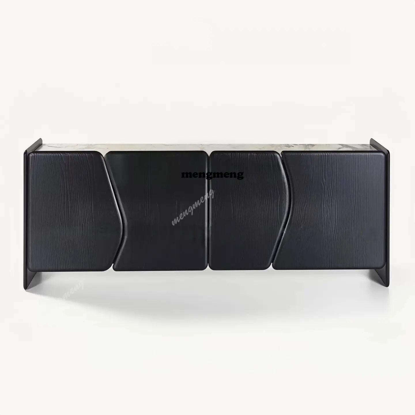Retro solid wood dining side cabinet, grotto rock slab light luxury designer villa living room high-end secret cabinet