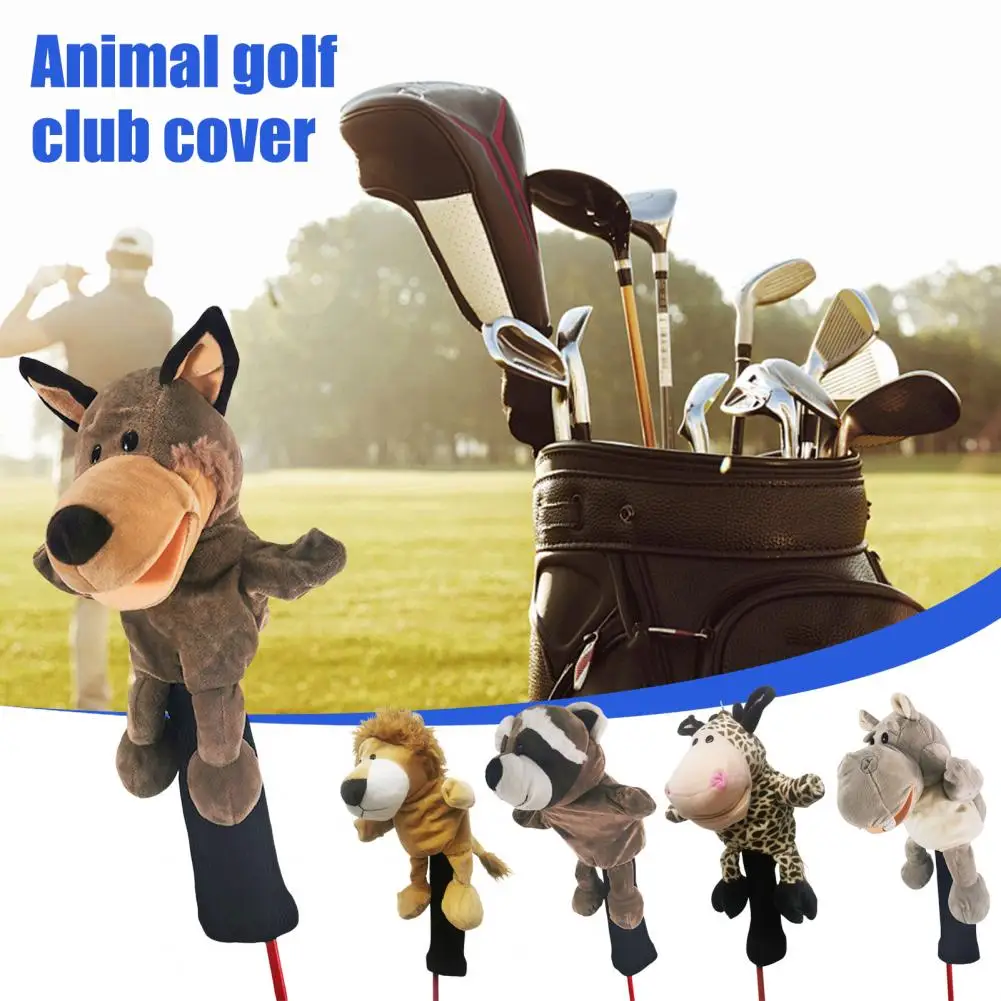 

Golf Club Head Covers Plush Golf Club Head Cover for Woods Drivers Lion Tiger Hippo Monkey Sheep Soft Driver Headcover Accessory