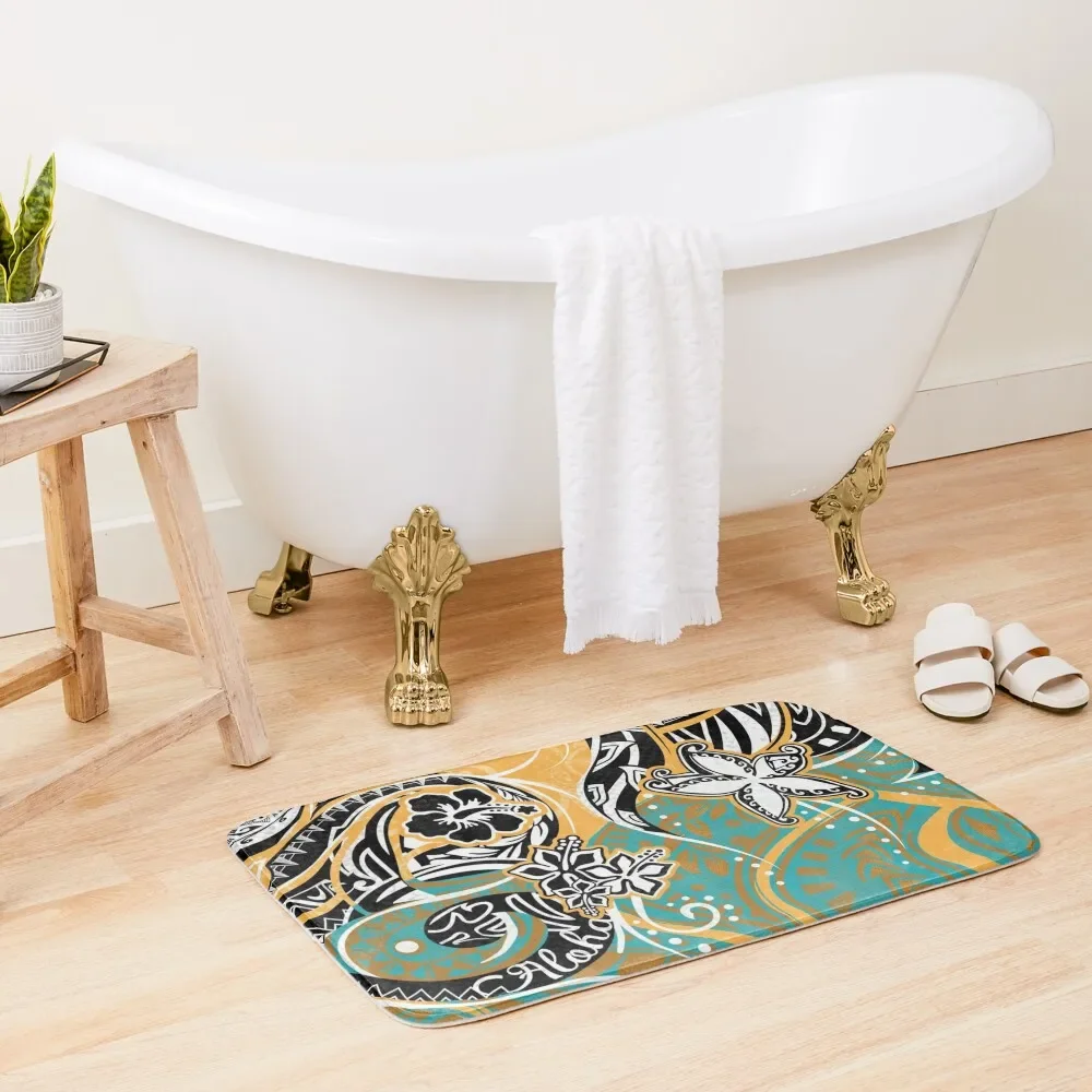 

Samoan Floral Tapa Print Bath Mat Carpet Anti Slip Bathroom Rugs And Set Kitchens Mat
