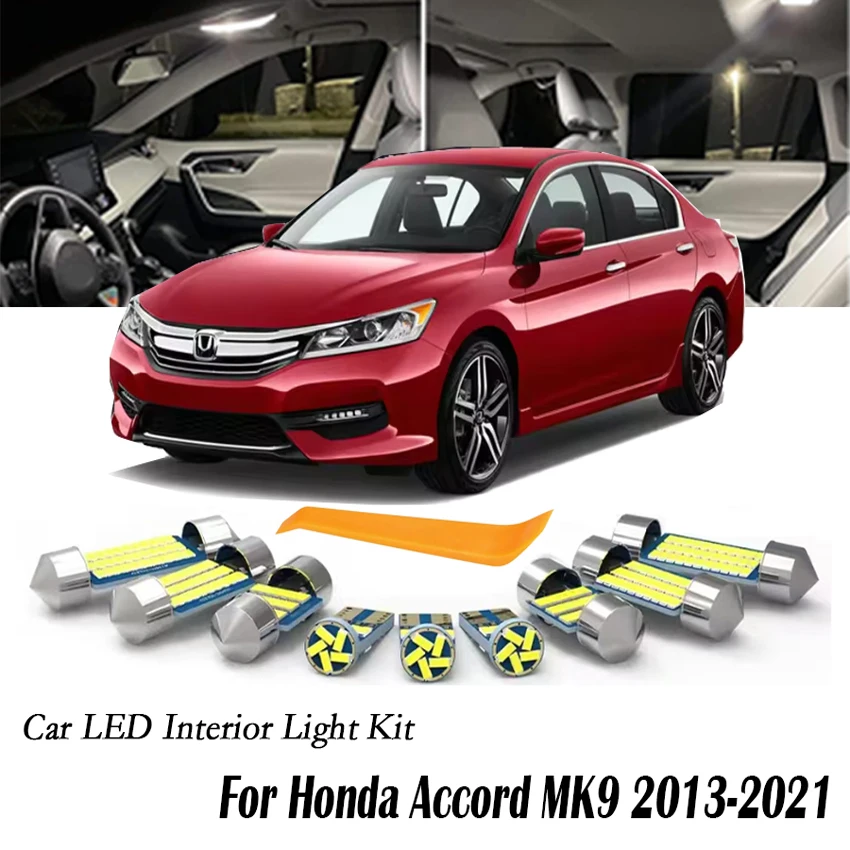 16PCS For Honda Accord 9 MK9 9th Gen 2013-2015 2016 2017 2018 2019 2020 2021 Car LED Interior Lights Bulb Kit Indoor Accessories