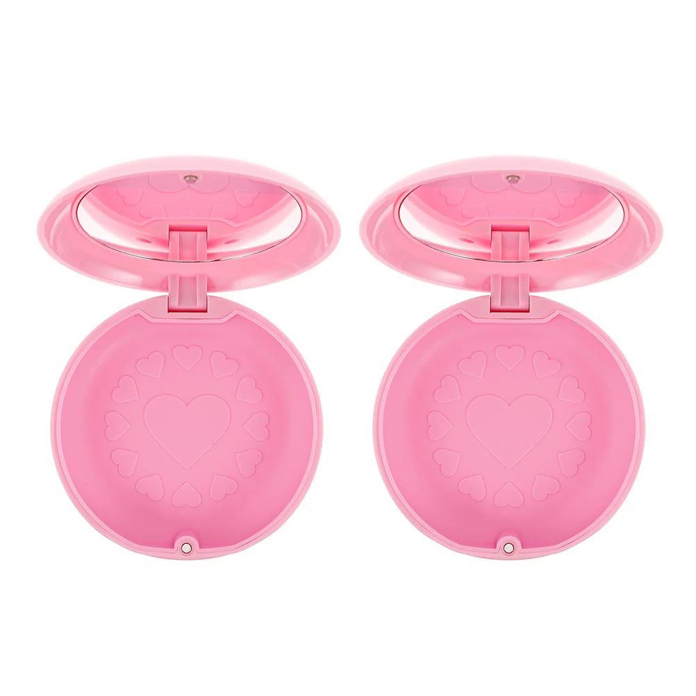 

2Pcs Small Retainer Case with Mirror Travel-Ready False Teeth Container Lightweight Secure Fit Case for Home Office and Travel