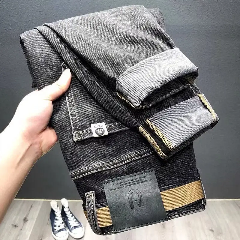 

Loose Straight Leg Jeans Men's mid Waist Cotton Casual Wear All Seasons Busin High Street Sle Teenager Friendly Winter Wear