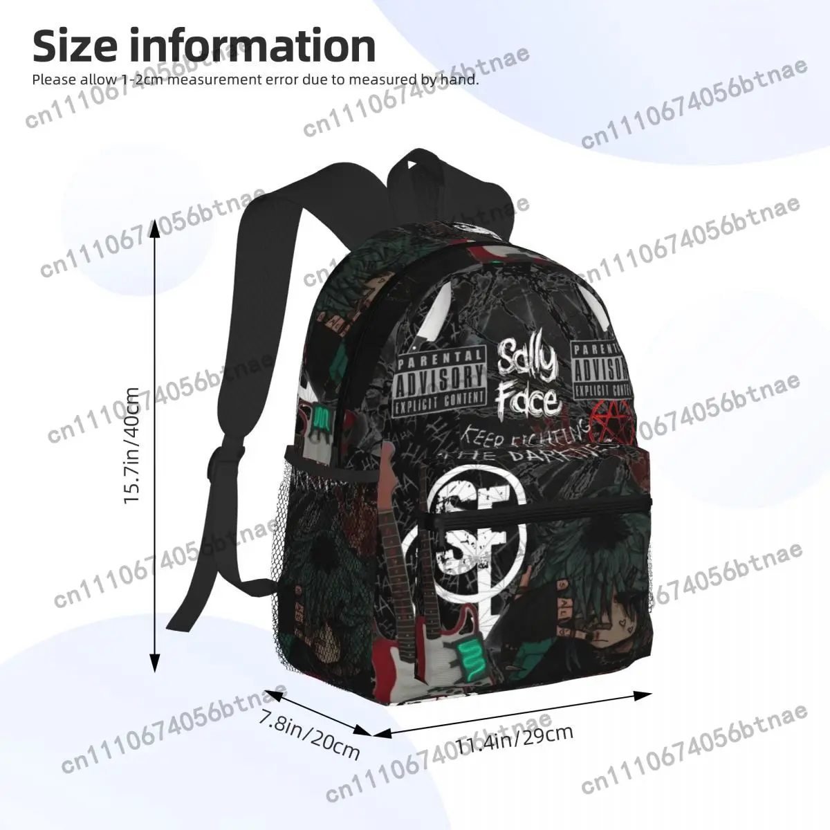 Sally Face Game Anime SF Horror Sal Fisher Student Backpack School Bag Hiking Travel Daypack for Boys Girls Bookbag Shoulder Bag