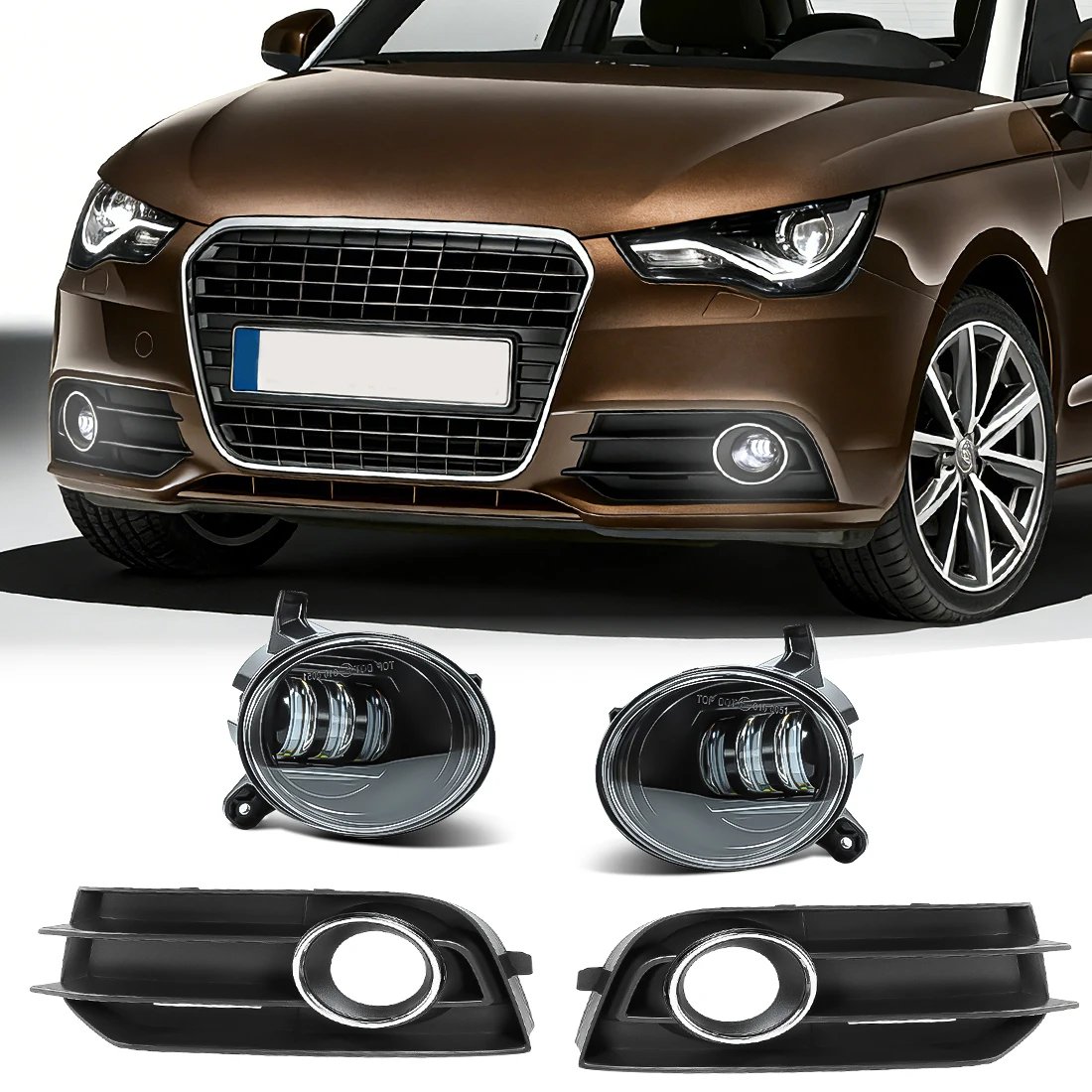 

LED White Fog Lamp For Audi A1 2010 2011 2012 2013 2014 Front Bumper Fog Light Grille Cover Racing Frame 8X0807681A 8X0807682A