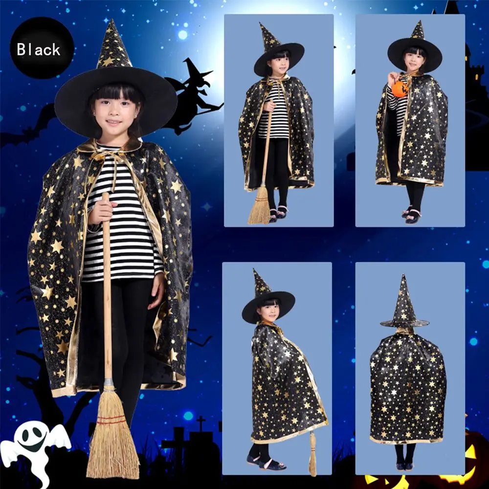 

Cosplay Stars Hats Witch Clothes Cloak Hat Sets Stars Cloak Cosplay Cloak Halloween Cloak Performance Costumes Show Costumes
