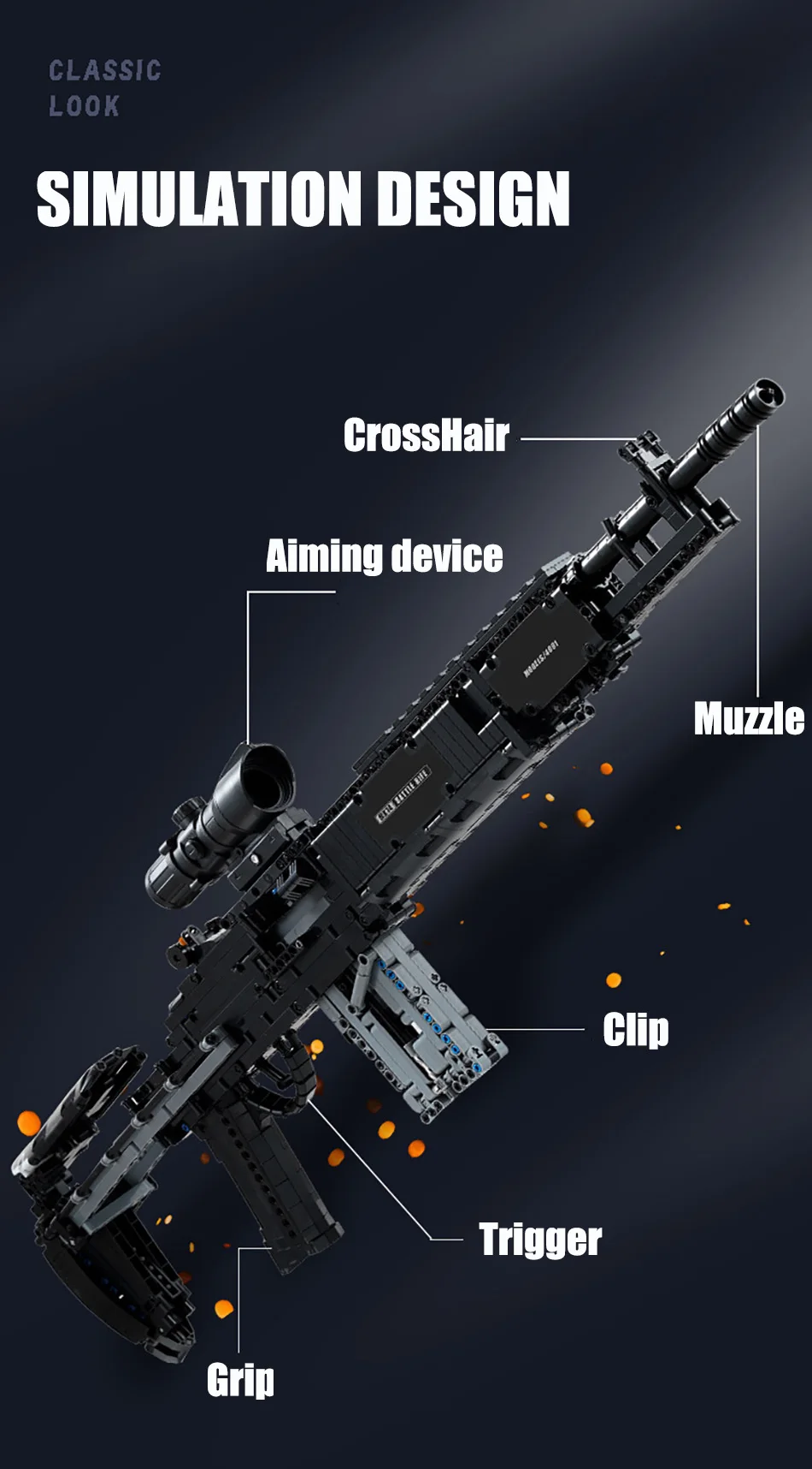 Militär-Gewehr MK14 Kampfgefeuerwaffe Armee M24 Scharfschützengewehr Modellbausatz Bausteine Spielzeug für Kinder Jungen Geschenke – Detail 3