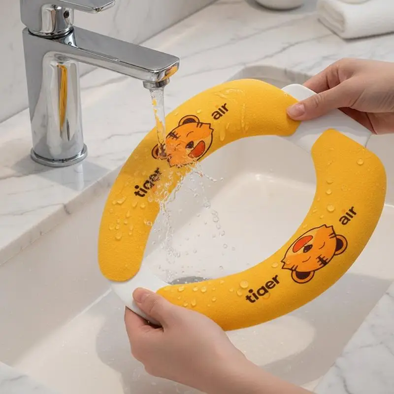 Cartoon Toilet Seat Cover Sticker Washable Self-Adhesive Cushion Pad Bathroom Waterproof Protective Accessory view 3