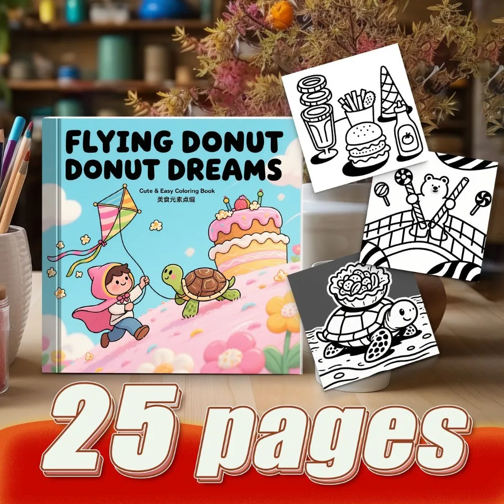 Food Simple Line Coloring Book Parent Child Companion Stress Relief Healing Rich Food Themes Included Brushes