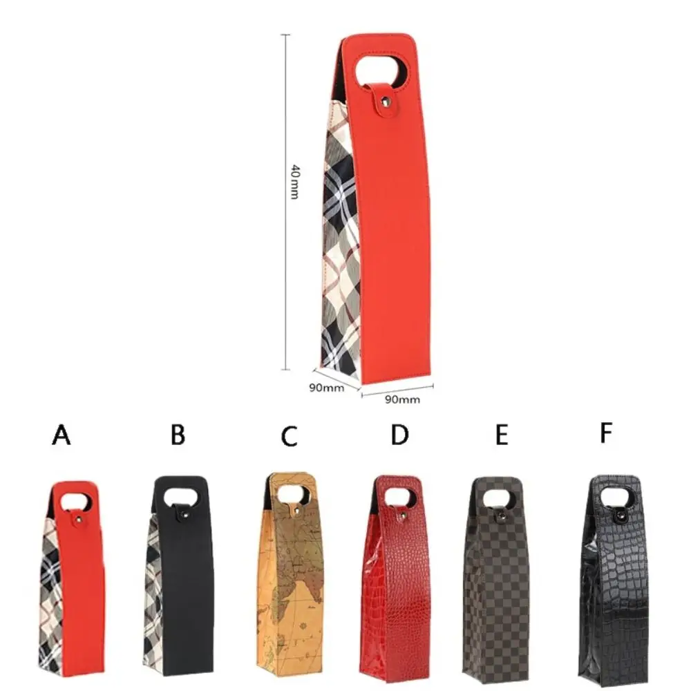 With Handles Leather Wine Bags Business Style Single Bottle Packaging Wine Bottle Packaging Bag PU Leather